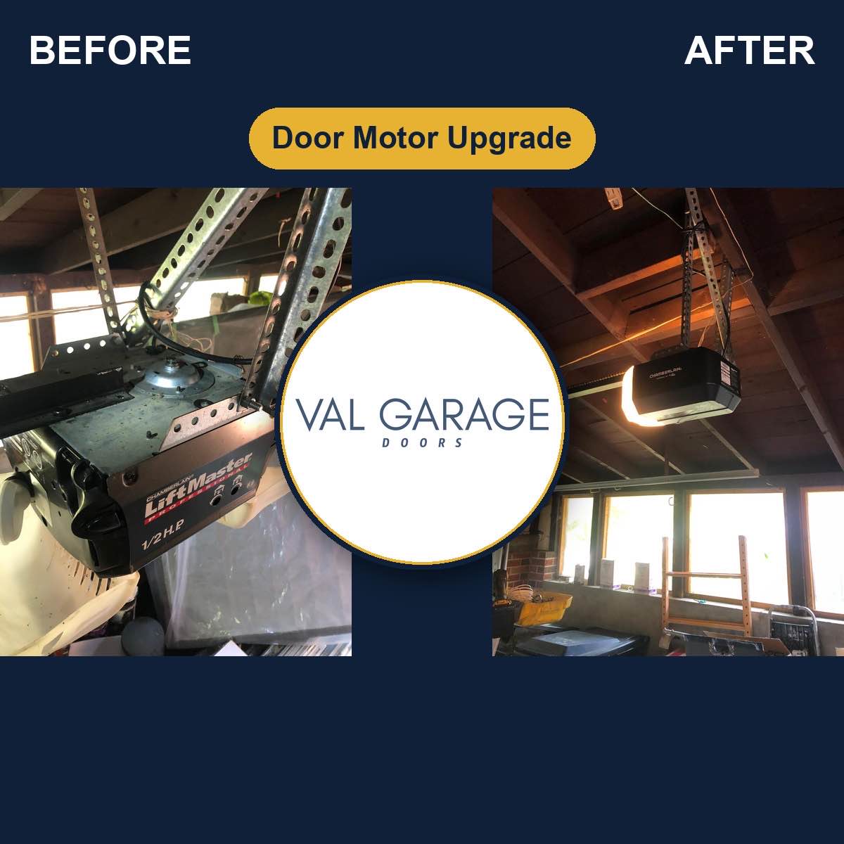 Val Garage Doors — Door Motor Upgrade (before and after)
